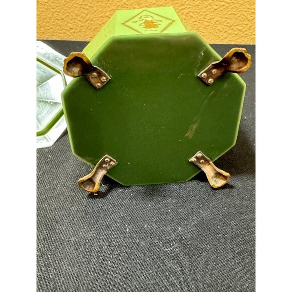 Lucite by Empire Dresser Box with Amber Glass Insert Lid Base Stamped On… - Picture 7 of 15